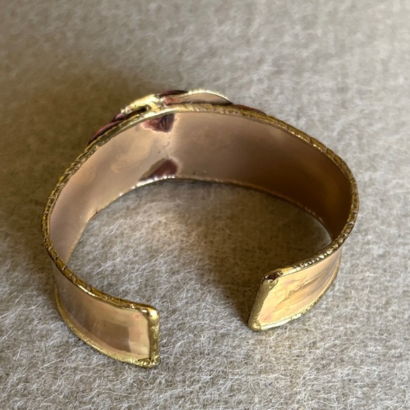 Gold-Tone Cuff Bracelet with Red Enamel Detail - Picture 4 of 4